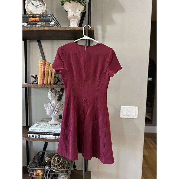 Theory Modern Seamed Fit Flare Mini Dress Red Womens Size 2 - Picture 7 of 11